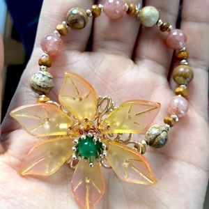 Hand crafted floral gemstone bracelet